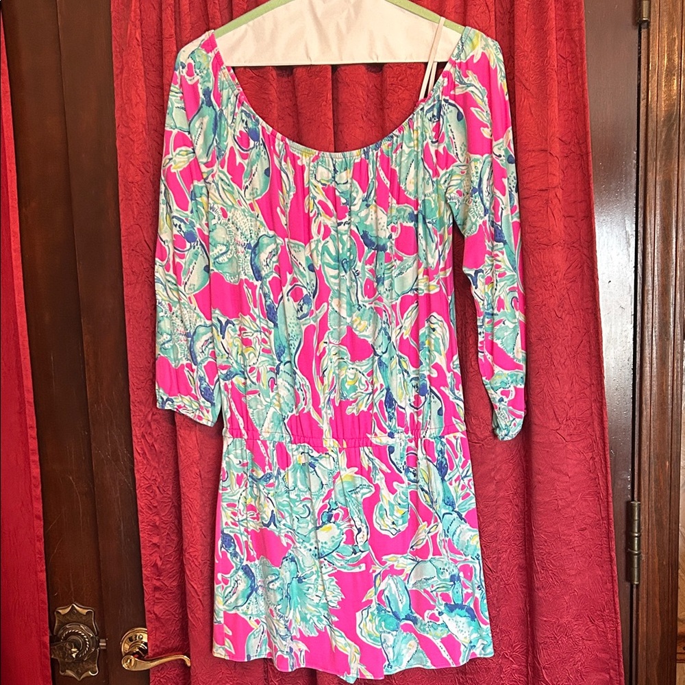 Lilly Pulitzer Vibrant Pink and Turquoise Blue Romper